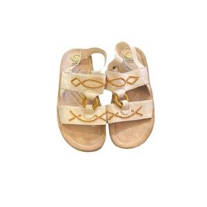 Earth Shoes Gelron 2000 Pueblo Beaded Thong Sandals Women's Size 11 Leather